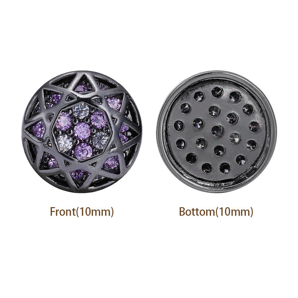 Round Shape Hematite Plated High-Quality Sew-on Alloy Charms Inlaid Cubic Zirconia WholesaleRhinestone