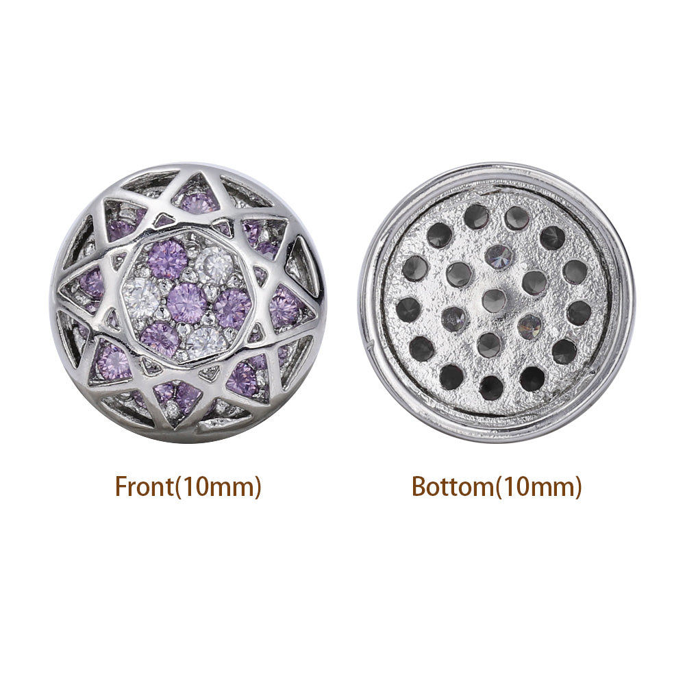 Round Shape Imitation Rhodium Plated High-Quality Sew-on Alloy Charms Inlaid Cubic Zirconia WholesaleRhinestone