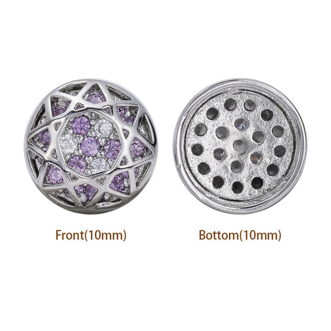 Round Shape Imitation Rhodium Plated High-Quality Sew-on Alloy Charms Inlaid Cubic Zirconia