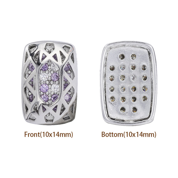 Cushion Rectangle Shape Imitation Rhodium Plated High-Quality Sew-on Alloy Charms Inlaid Cubic Zirconia WholesaleRhinestone