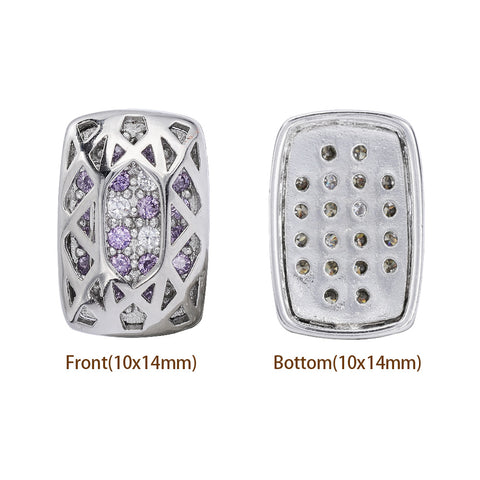 Cushion Rectangle Shape Imitation Rhodium Plated High-Quality Sew-on Alloy Charms Inlaid Cubic Zirconia