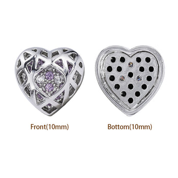 Mixed Colors Heart Shape Imitation Rhodium Plated High-Quality Sew-on Alloy Charms Inlaid Cubic Zirconia WholesaleRhinestone