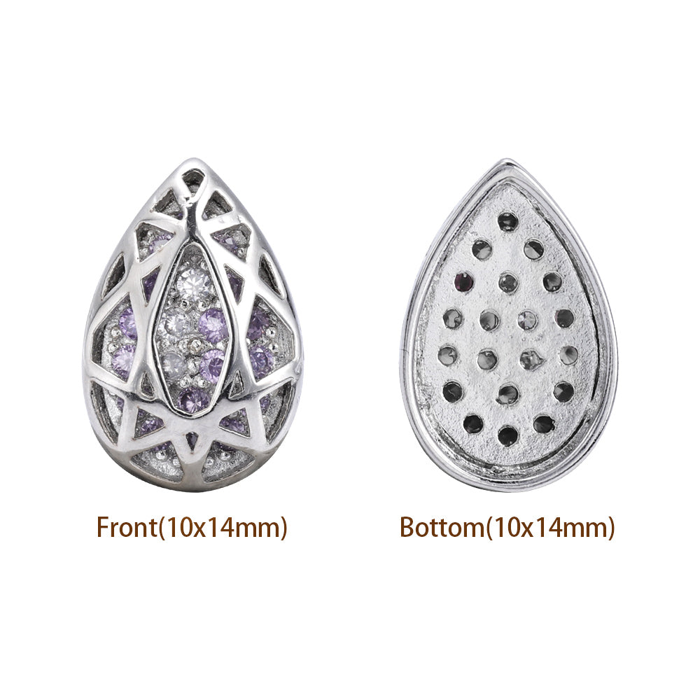 Drop Shape Imitation Rhodium Plated High-Quality Sew-on Alloy Charms Inlaid Cubic Zirconia WholesaleRhinestone