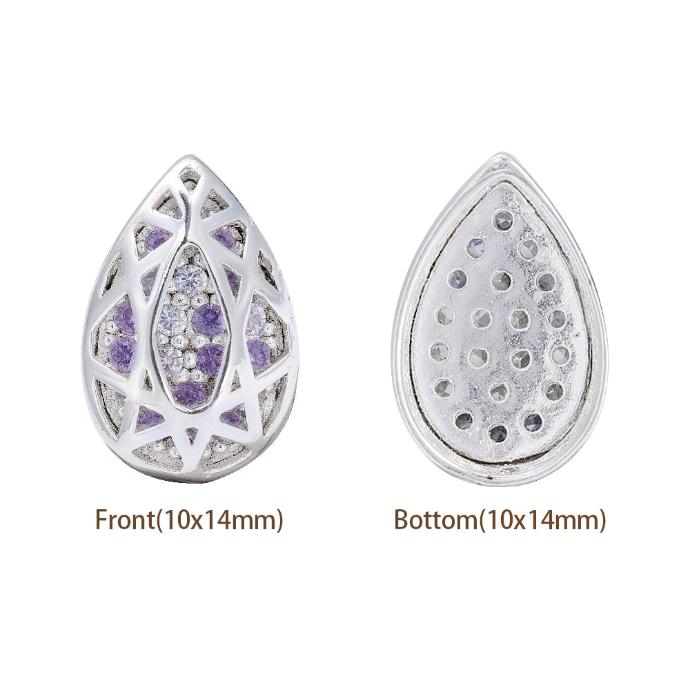 Drop Shape Silver Plated High-Quality Sew-on Alloy Charms Inlaid Cubic Zirconia WholesaleRhinestone