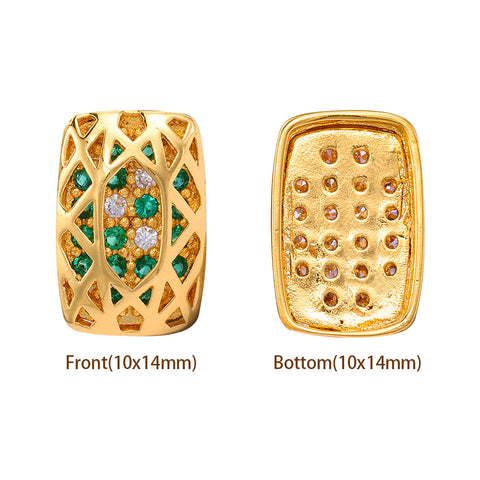 Cushion Rectangle Shape Golden Plated High-Quality Sew-on Alloy Charms Inlaid Cubic Zirconia