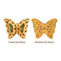 Butterfly Shape Golden Plated High-Quality Sew-on Alloy Charms Inlaid Cubic Zirconia WholesaleRhinestone