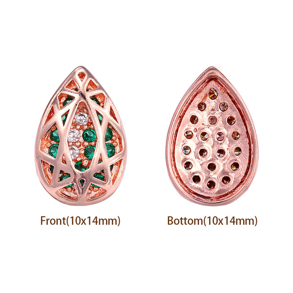 Drop Shape Rose Gold Plated High-Quality Sew-on Alloy Charms Inlaid Cubic Zirconia WholesaleRhinestone