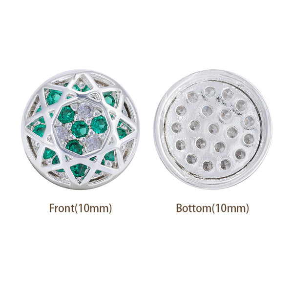 Round Shape Silver Plated High-Quality Sew-on Alloy Charms Inlaid Cubic Zirconia WholesaleRhinestone