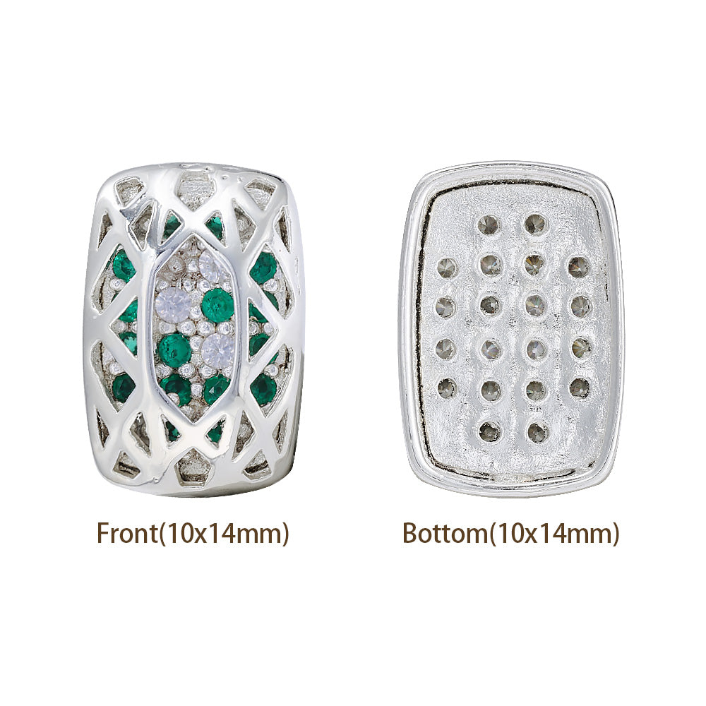 Cushion Rectangle Shape Silver Plated High-Quality Sew-on Alloy Charms Inlaid Cubic Zirconia