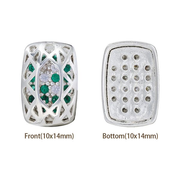Cushion Rectangle Shape Silver Plated High-Quality Sew-on Alloy Charms Inlaid Cubic Zirconia WholesaleRhinestone