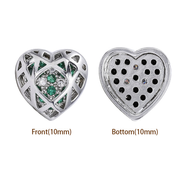 Heart Shape Imitation Rhodium Plated High-Quality Sew-on Alloy Charms Inlaid Cubic Zirconia WholesaleRhinestone