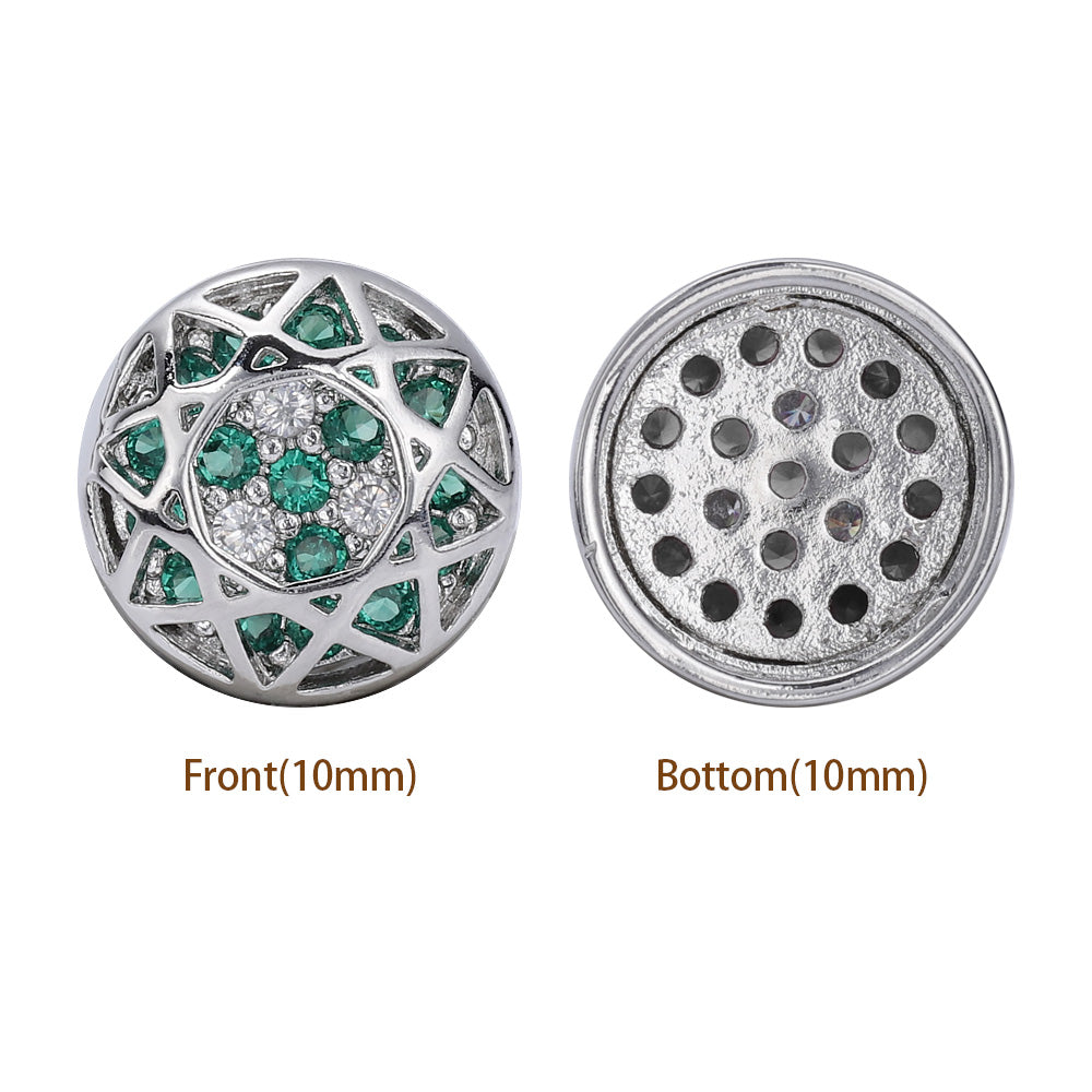 Round Shape Imitation Rhodium Plated High-Quality Sew-on Alloy Charms Inlaid Cubic Zirconia WholesaleRhinestone