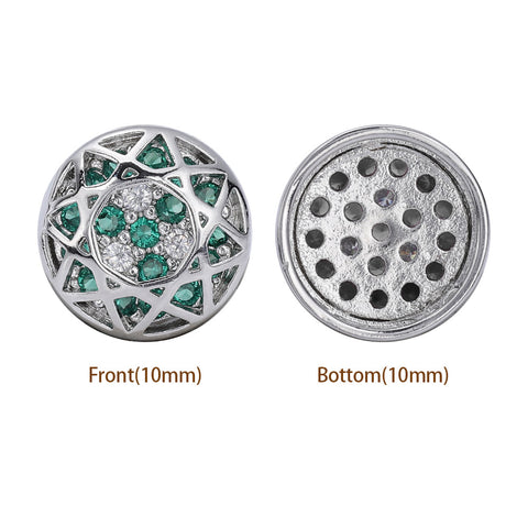 Round Shape Imitation Rhodium Plated High-Quality Sew-on Alloy Charms Inlaid Cubic Zirconia