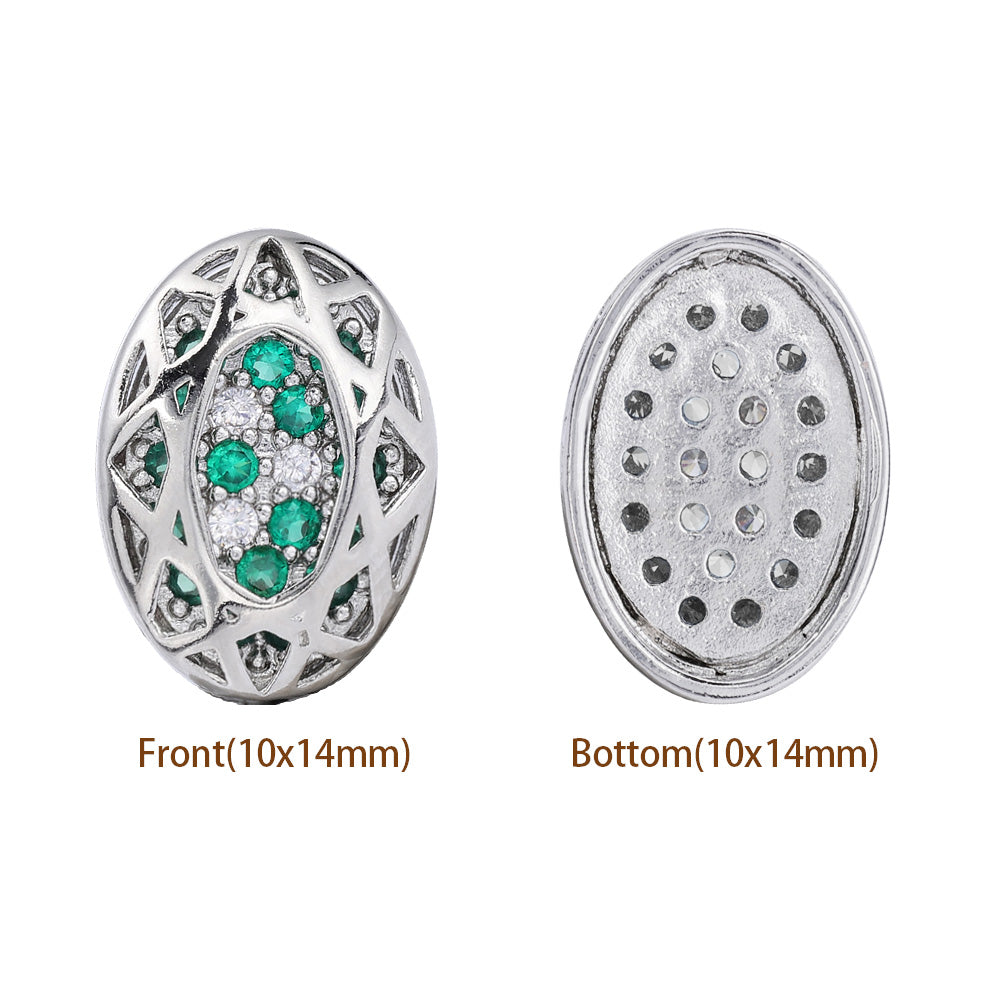 Oval Shape Imitation Rhodium Plated High-Quality Sew-on Alloy Charms Inlaid Cubic Zirconia WholesaleRhinestone