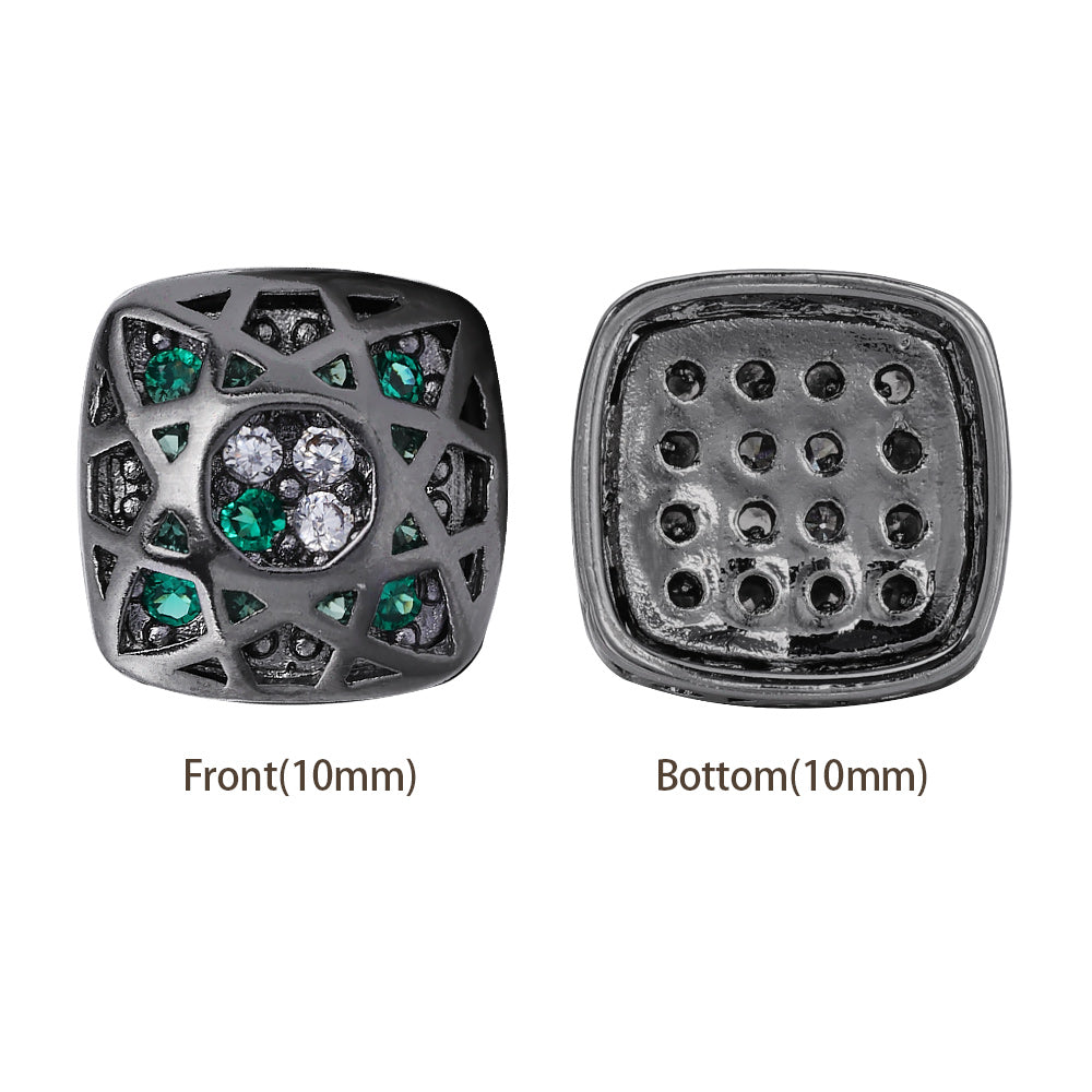Cushion Square Shape Hematite Plated High-Quality Sew-on Alloy Charms Inlaid Cubic Zirconia WholesaleRhinestone