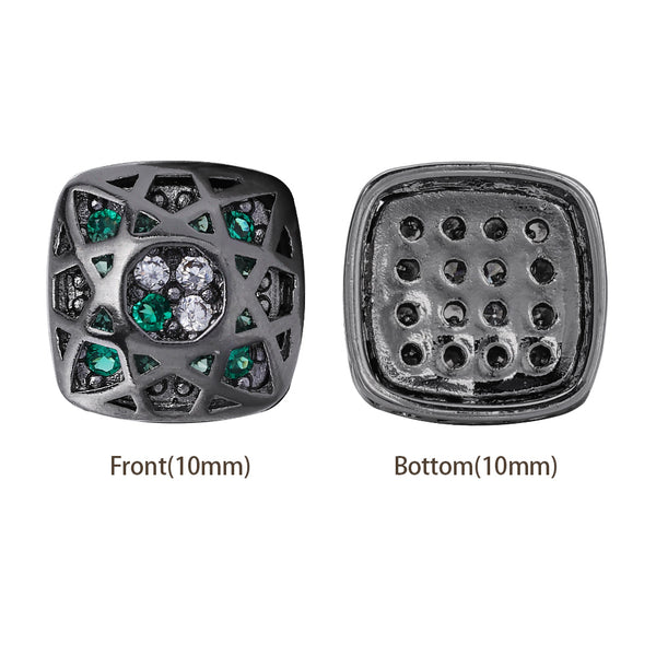 Cushion Square Shape Hematite Plated High-Quality Sew-on Alloy Charms Inlaid Cubic Zirconia WholesaleRhinestone