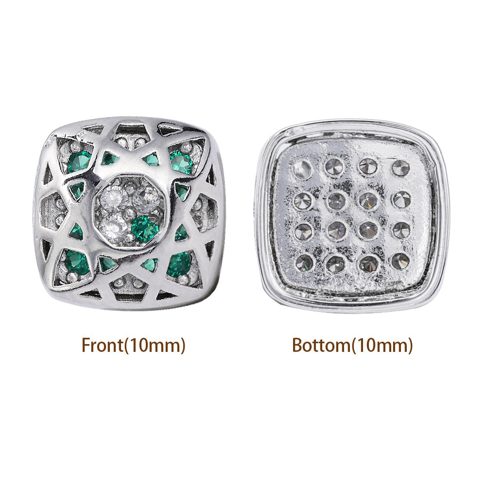 Cushion Square Shape Imitation Rhodium Plated High-Quality Sew-on Alloy Charms Inlaid Cubic Zirconia WholesaleRhinestone