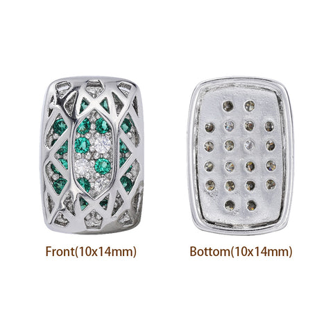 Cushion Rectangle Shape Imitation Rhodium Plated High-Quality Sew-on Alloy Charms Inlaid Cubic Zirconia