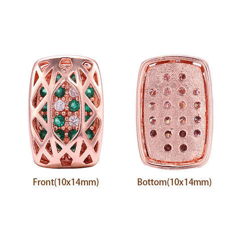Cushion Rectangle Shape Rose Gold Plated High-Quality Sew-on Alloy Charms Inlaid Cubic Zirconia