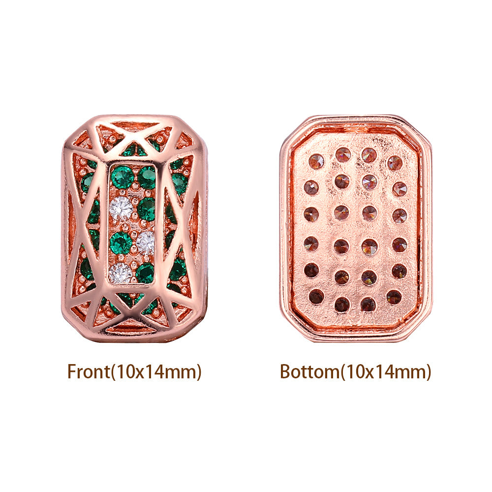 Octagon Shape Rose Gold Plated High-Quality Sew-on Alloy Charms Inlaid Cubic Zirconia WholesaleRhinestone