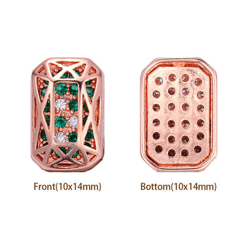 Mixed Colors Octagon Shape Rose Gold Plated High-Quality Sew-on Alloy Charms Inlaid Cubic Zirconia WholesaleRhinestone