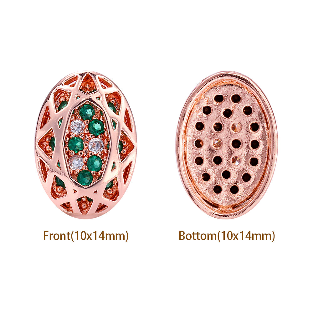 Oval Shape Rose Gold Plated High-Quality Sew-on Alloy Charms Inlaid Cubic Zirconia WholesaleRhinestone