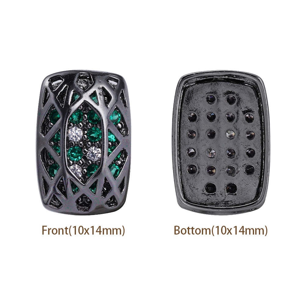 Cushion Rectangle Shape Hematite Plated High-Quality Sew-on Alloy Charms Inlaid Cubic Zirconia WholesaleRhinestone