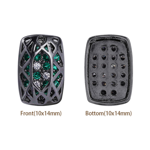 Cushion Rectangle Shape Hematite Plated High-Quality Sew-on Alloy Charms Inlaid Cubic Zirconia WholesaleRhinestone
