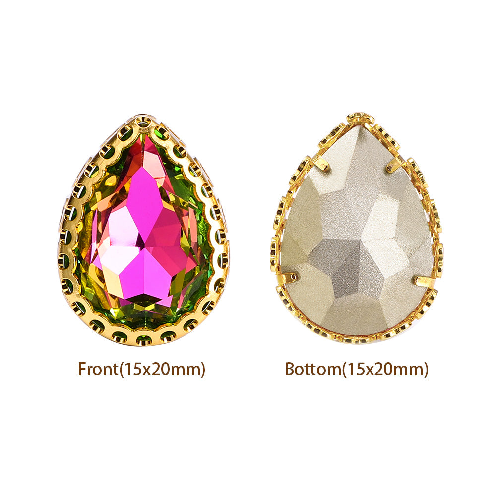 Vitrail Rose Drop Shape High-Quality Glass Sew-on Nest Hollow Claw Rhinestones WholesaleRhinestone