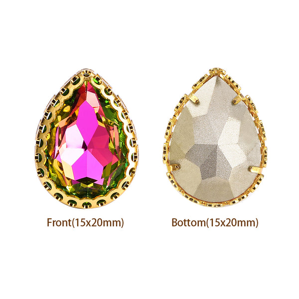 Vitrail Rose Drop Shape High-Quality Glass Sew-on Nest Hollow Claw Rhinestones WholesaleRhinestone