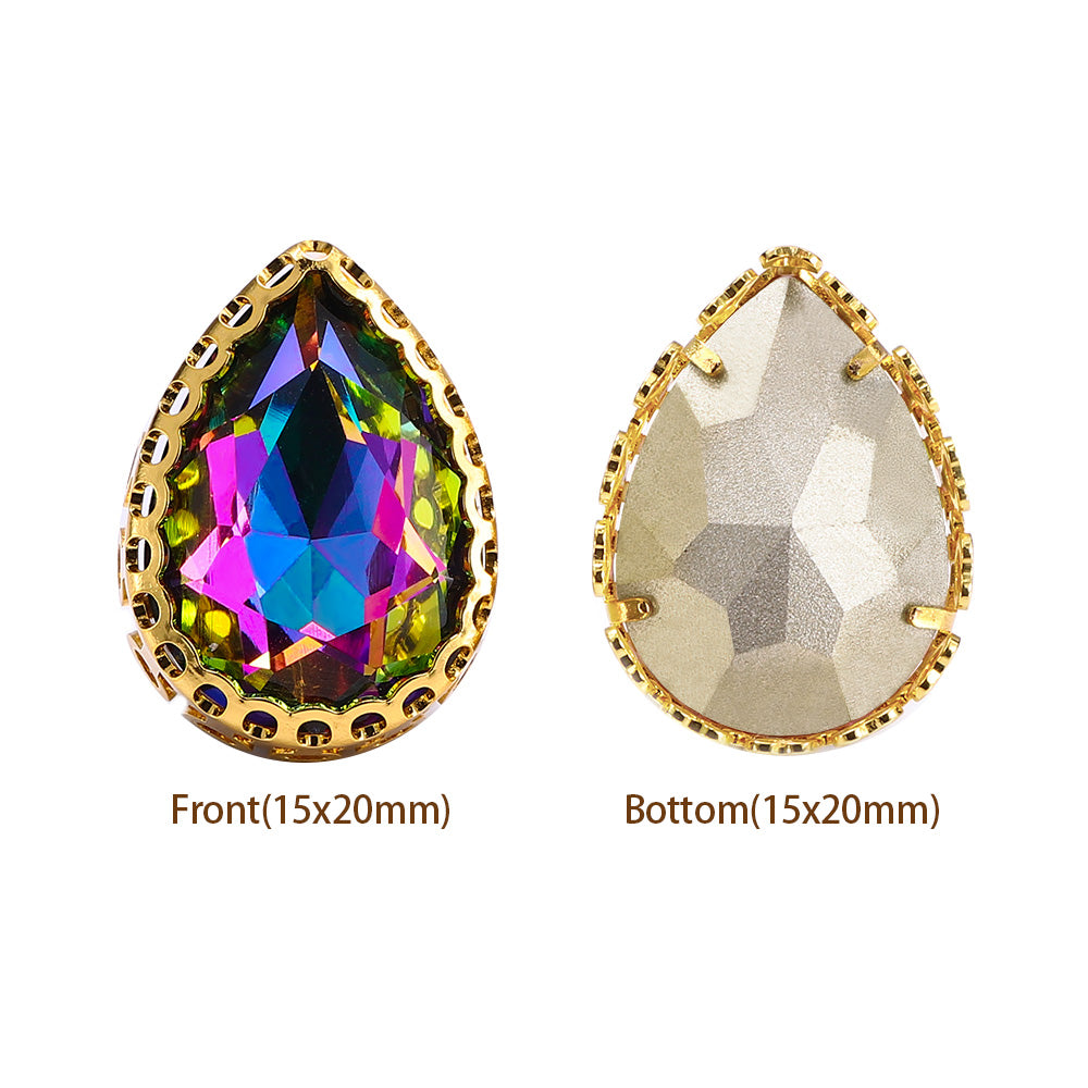 Volcano Drop Shape High-Quality Glass Sew-on Nest Hollow Claw Rhinestones WholesaleRhinestone