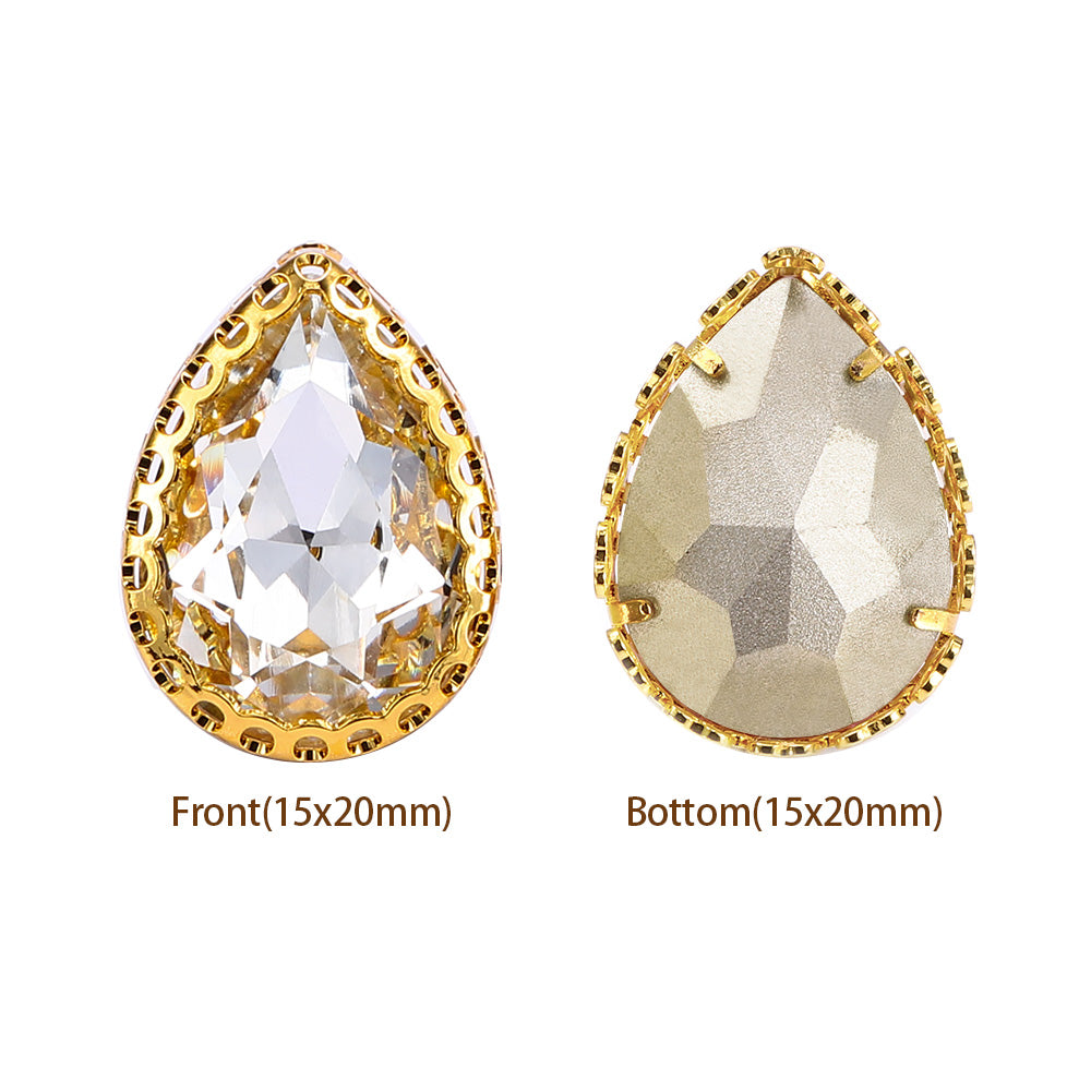 Crystal Drop Shape High-Quality Glass Sew-on Nest Hollow Claw Rhinestones