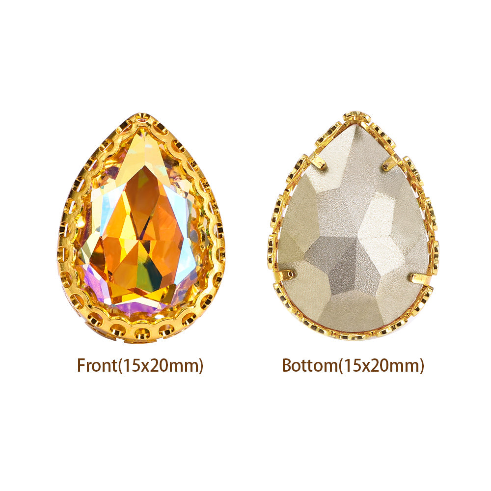 Paradijs Shine Drop Shape Hoogwaardige Glazen Sewa-On Nest Hollow Claw Rhinestones