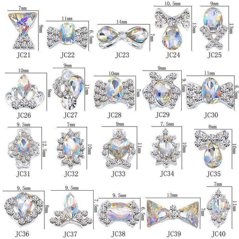 3D Alloy Nail Rhinestone Charms Crystal AB Nail Art Decorations JC21-JC40 WholesaleRhinestone