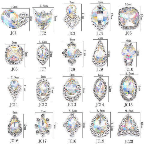 Alloy Nail Rhinestone Charms Crystal AB 3D Nail Art Decorations JC1-JC20 WholesaleRhinestone