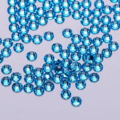 Aquamarine Glass Flat Back Glue-on Rhinestones 16 Cut Facets In Bulk WholesaleRhinestone