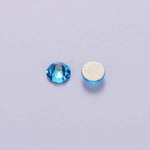 Aquamarine Glass Flat Back Glue-on Rhinestones 16 Cut Facets WholesaleRhinestone Main image