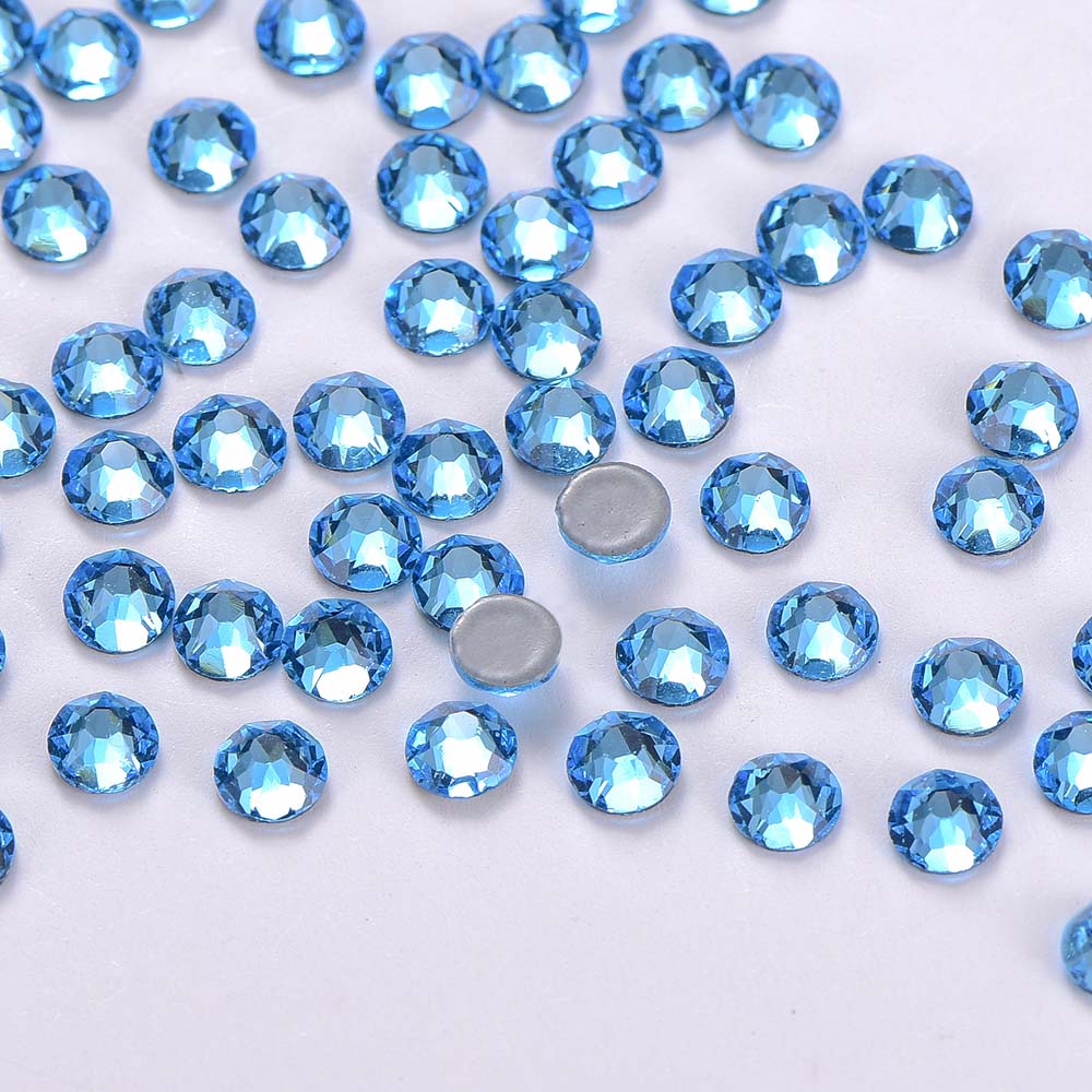 Aquamarine Glass HotFix Rhinestones 16 Cut Facets In Bulk WholesaleRhinestone