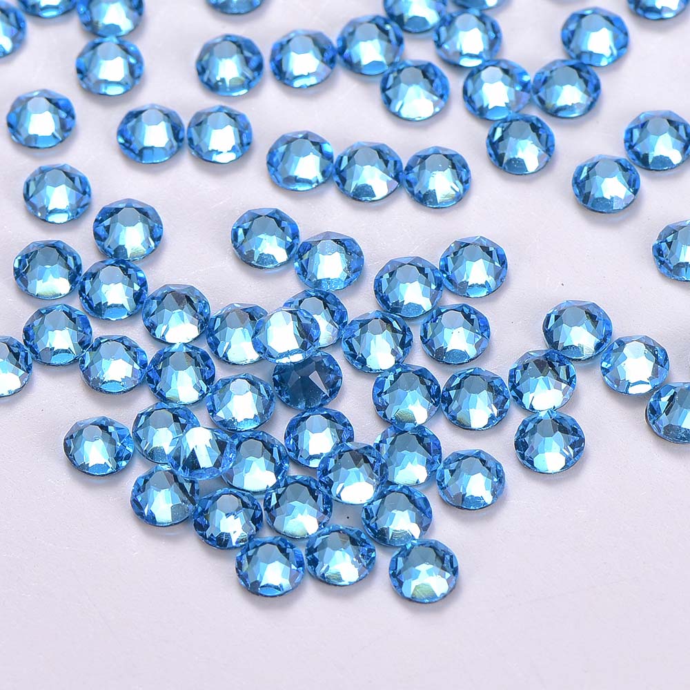 Aquamarine Glass HotFix Rhinestones 16 Cut Facets In Bulk WholesaleRhinestone