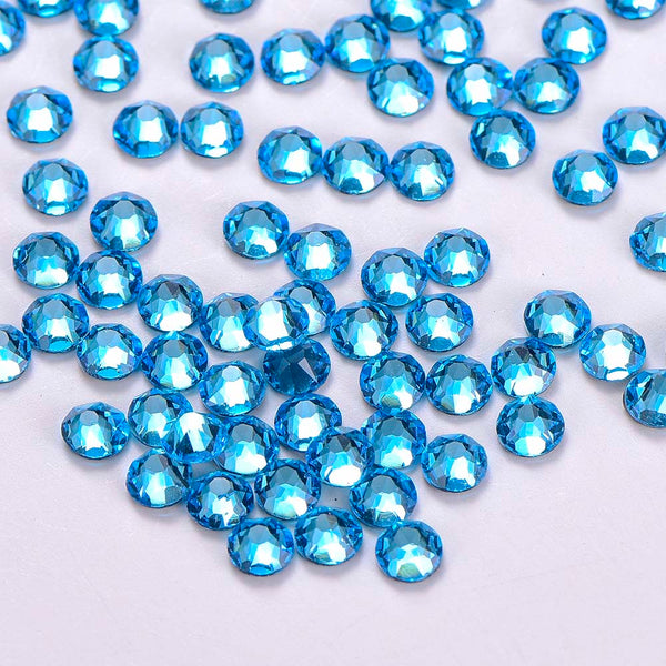 Aquamarine Glass HotFix Rhinestones 16 Cut Facets In Bulk WholesaleRhinestone
