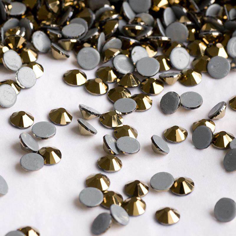 Golden Aurum HotFix Rhinestones Glass FlatBack Crystals WholesaleRhinestone
