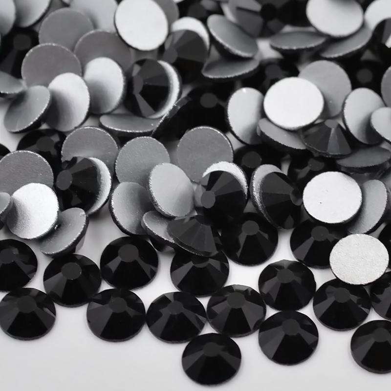 Black Glass Flat Back Rhinestones Silver Back WholesaleRhinestone