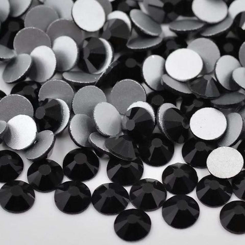 Black Glass Flat Back Rhinestones Silver Back WholesaleRhinestone