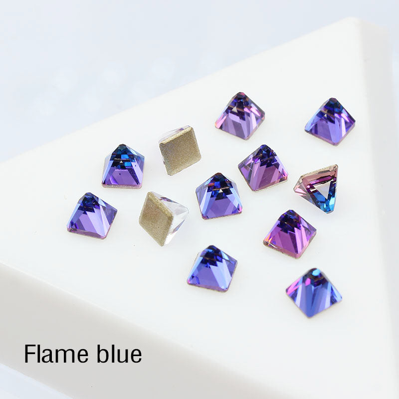 Blue Volcano Square Cone Shape Flat Back Fancy Rhinestones For Nail Art WholesaleRhinestone