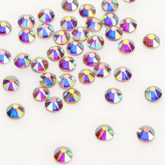 Crystal AB Glass Flat Back Glue-On Rhinestones 16 Cut Facets WholesaleRhinestone
