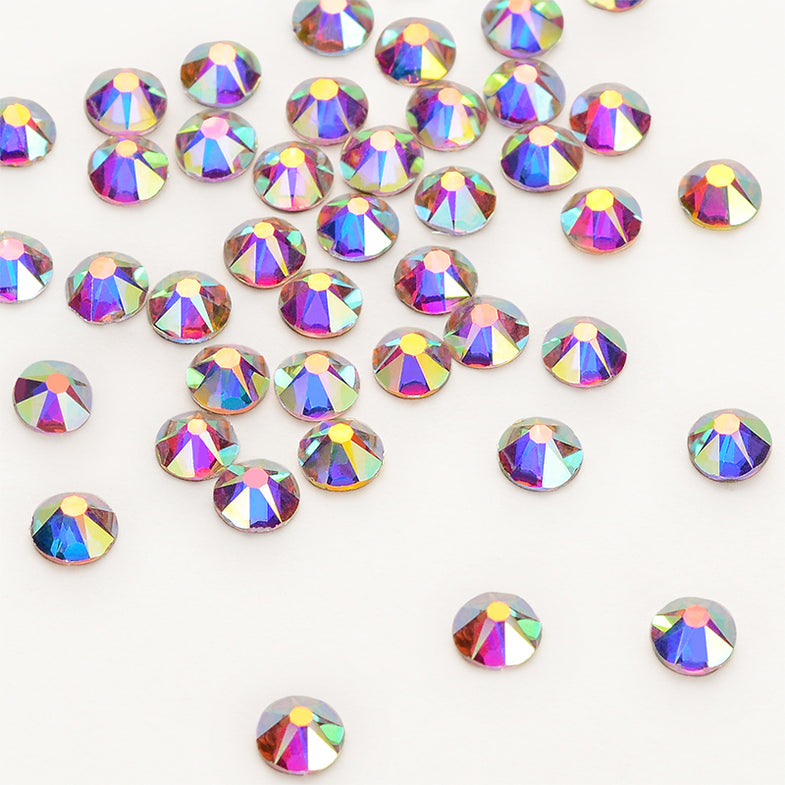Crystal AB Glass Flat Back Glue-On Rhinestones 16 Cut Facets WholesaleRhinestone