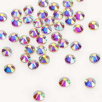 Crystal AB Glass Flat Back Glue-On Rhinestones 16 Cut Facets In Bulk WholesaleRhinestone