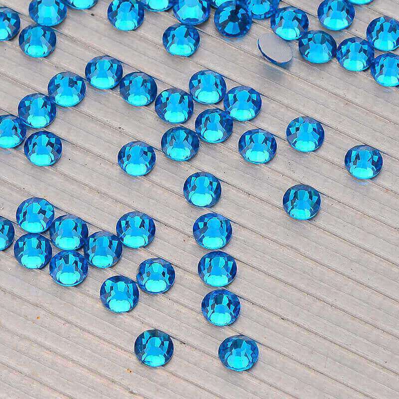 Capri Blue Glass FlatBack Rhinestones Silver Back WholesaleRhinestone