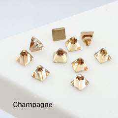 Champagne Square Cone Shape Flat Back Fancy Rhinestones For Nail Art WholesaleRhinestone