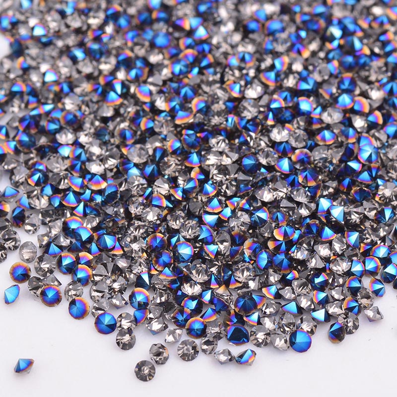 1.2MM Cobalt Blue Unfoiled Glass Micro Pixie Pointed Rhinestones For Nail Art WholesaleRhinestone